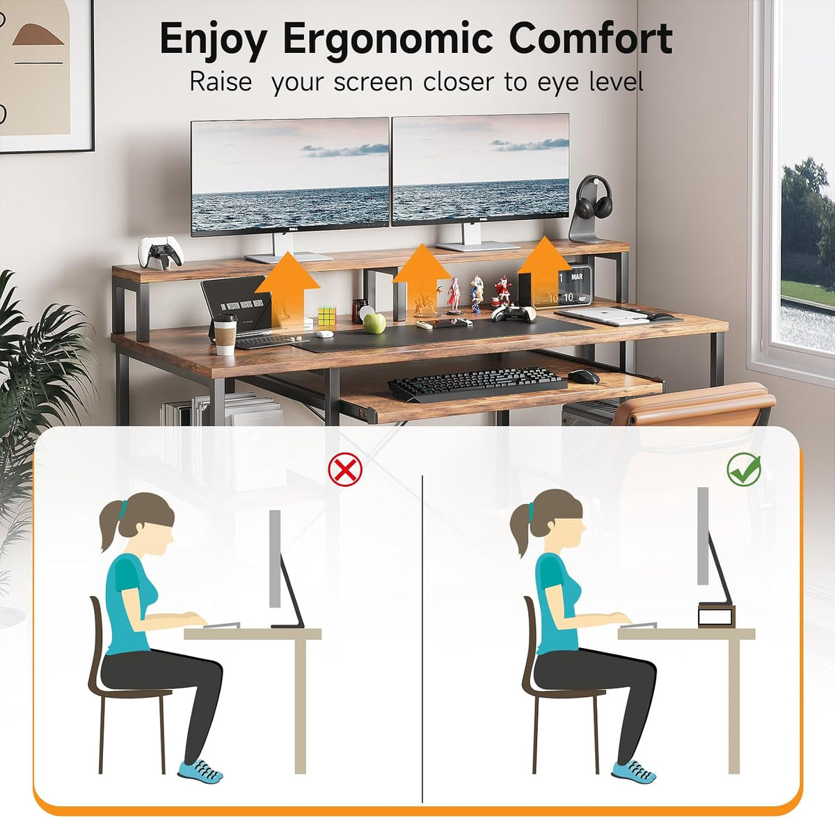 VERMESS 48Inch Computer Desk, Home Office Desks with Keyboard Tray, Gaming De...