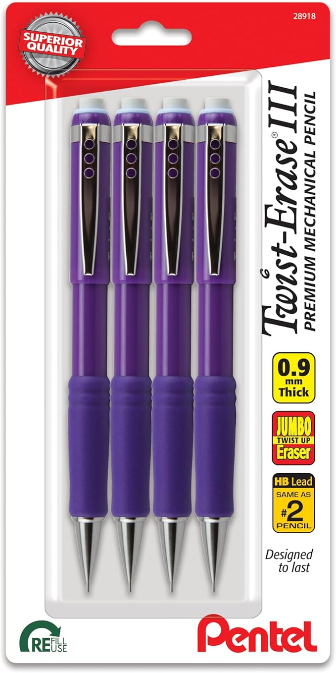 Pentel Twist-Erase III Mechanical Pencil, Bold Line, Violet Barrel by PentelofAmerica