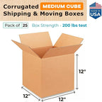 Medium Shipping & Moving Boxes 12"L x 12"W x 12"H - Image 2