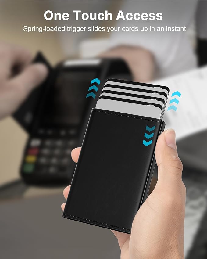 typecase Mens Wallet Card Holder: Pop Up Aluminum Case, Genuine Leather - Image 3