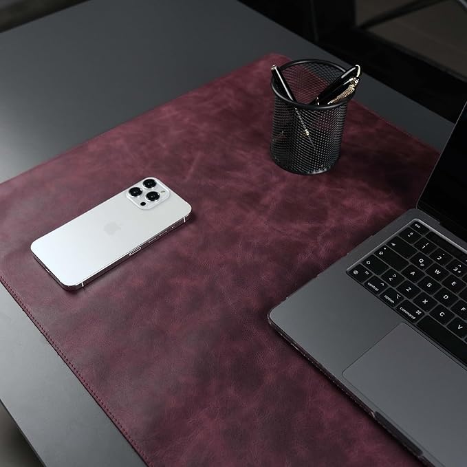 TORONATA Jersey Genuine Calfskin Leather Desk Pad, Office Desk Mat - Image 4