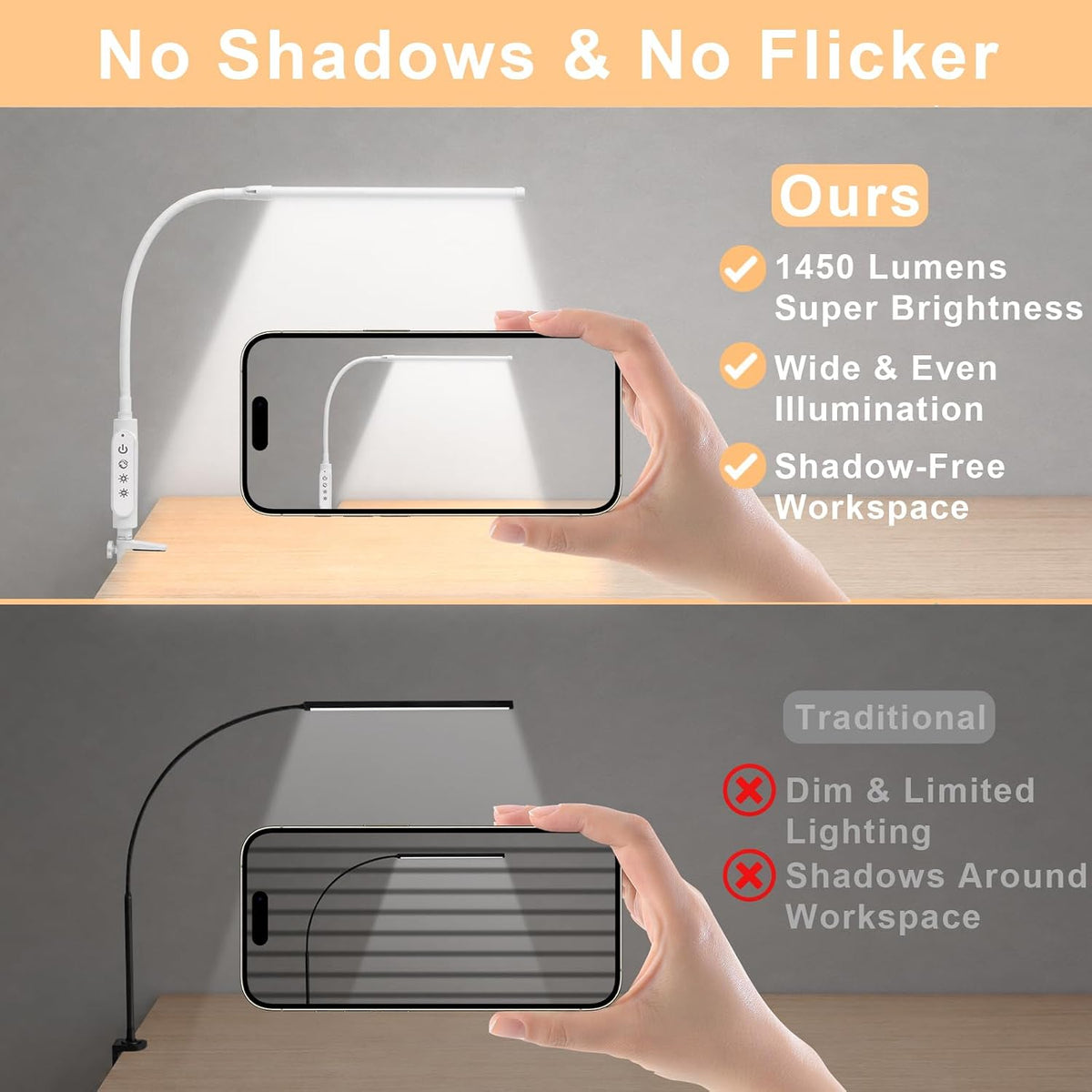 Diesisa Nail Light for Desk: 360° Flexible Long Gooseneck Nail Desk Lamp