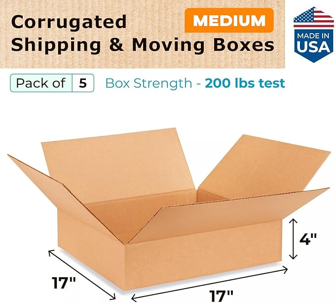 Medium Shipping & Moving Boxes 17 x 17 x 4 inches - Image 2