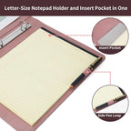 Geslun Vegan Leather 3 Ring Binder, 8.5 x 11 Letter Size Folio - Image 3
