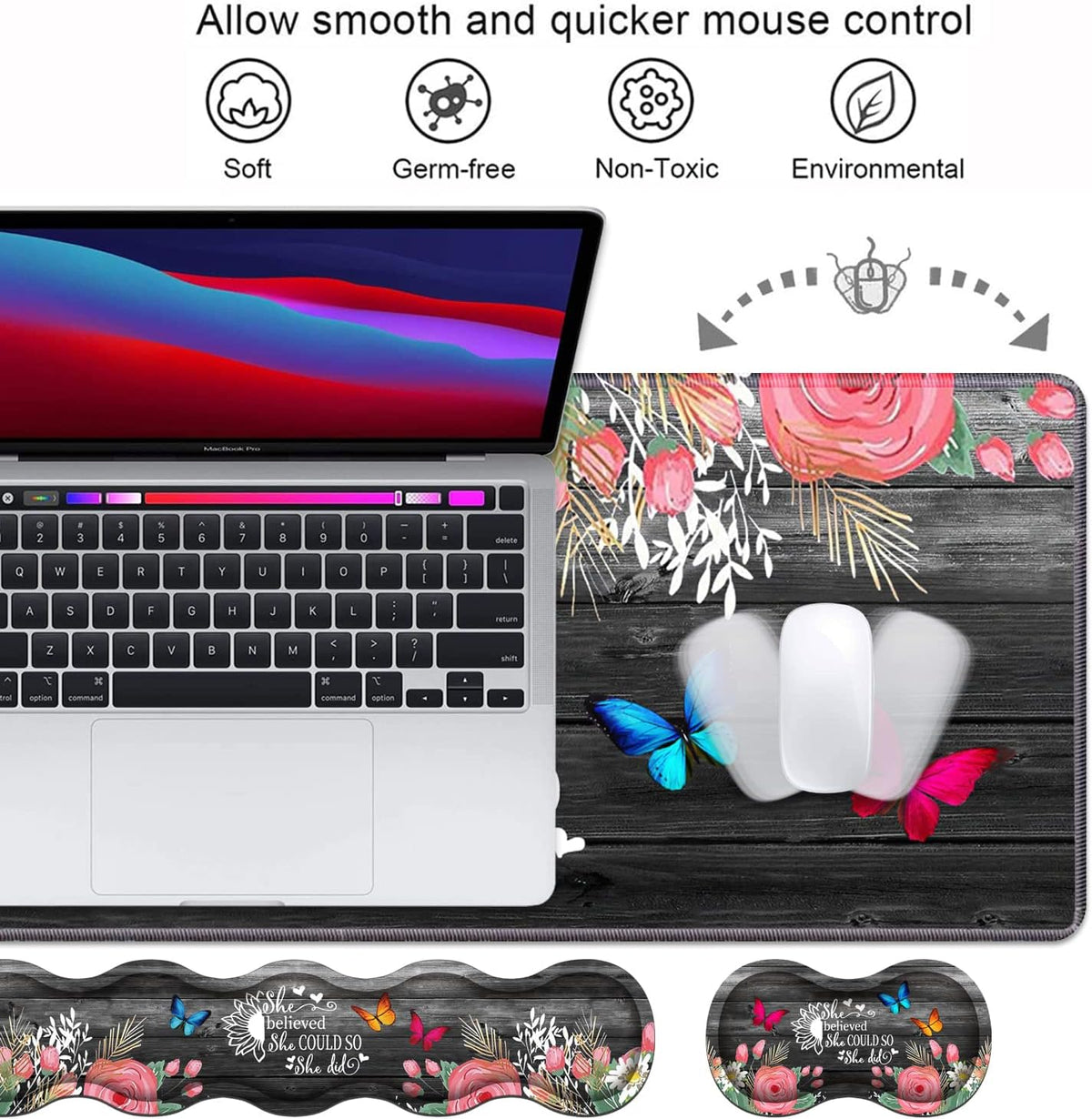 Ergonomic Keyboard Wrist Rest and Mouse Pad Wrist Rest Set, Large XXL Gaming ...