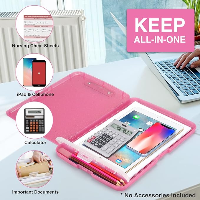Sooez Glitter Clipboard with Storage, High Capacity Clip Boards 8.5x11 with Pen - Image 4