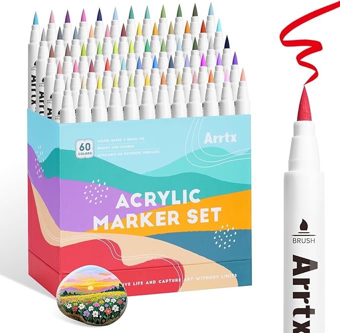 Arrtx 60 Colors Acrylic Paint Pens, Paint Markers Pens, by Arrtx