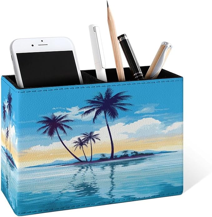 Famame Tropical Island Palm Trees Pencil Holder by Famame