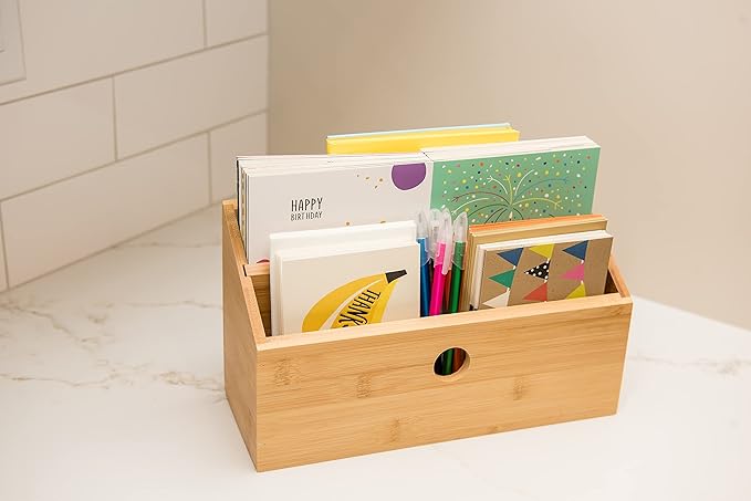 Lipper International 808 Bamboo Wood 2-Slot Office Supply Desk Organizer - Image 5
