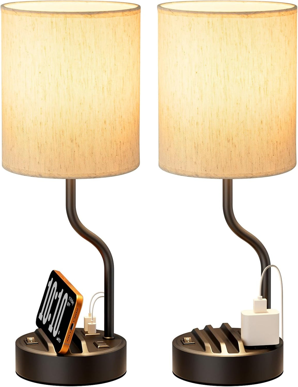 fenmzee 18" bedside lamps for bedroom set of, main product view