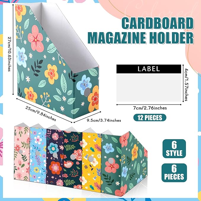 PerKoop 6 Pcs Magazine File Holder Foldable Decorative Cardboard File Folders 6 - Image 2