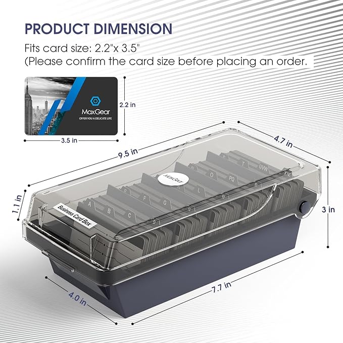MaxGear Business Card Holder Desk, Large Plastic Business Card Organizer Box - Image 5