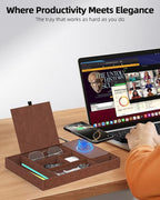 Valet Tray with Wireless Charger, Nightstand Organizer, Leather Desk Drawer - Image 3