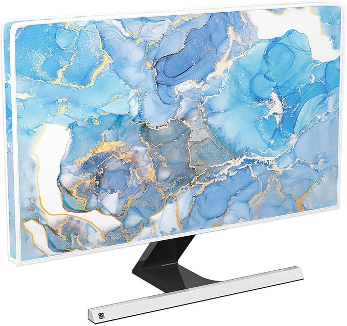 Baocicco Baby Blue Gold Marble Waterproof Screen TV Cover 32 Inch Modern by Baocicco