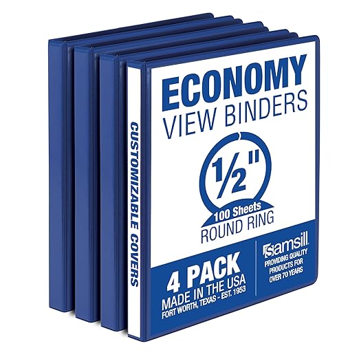 Samsill 0.5 Inch 3 Ring Binder, Made in USA, Economy Round Ring, 100 Sheet by Samsill
