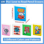party greeting 100Pcs I Love to Read Pencil Erasers Fun Erasers Bulk - Image 2
