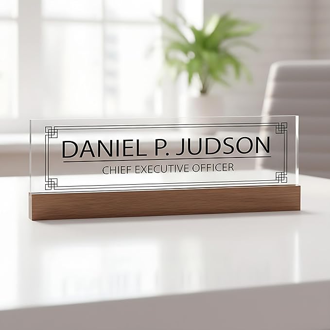 ARTBLOX | Office Personalized Name Plate Men Board Design On Clear Acrylic Glass by Artblox