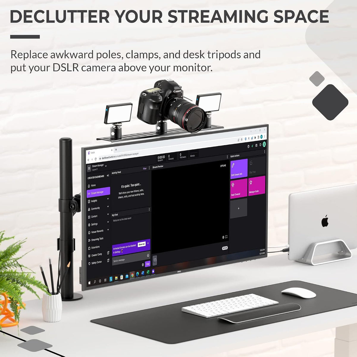 HumanCentric DSLR Monitor Mount Large, Desk Camera, Webcam & Mic Shelf