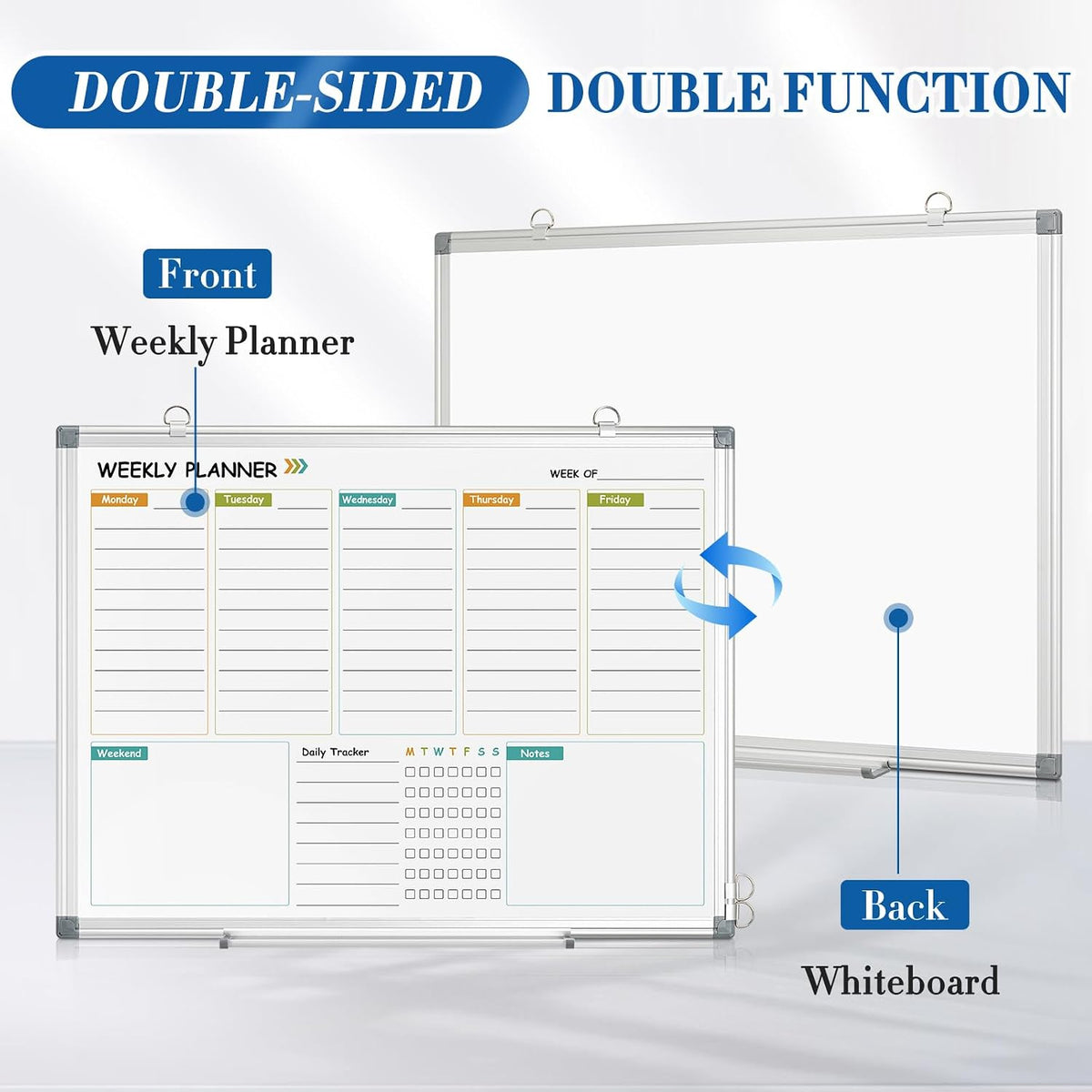 WALGLASS Weekly Dry Erase Calendar Whiteboard for Wall, 24" x 18" P...