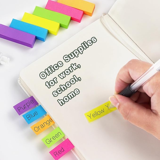 30 Pads 0.6x2 Inch Sticky Notes Flags Tabs Page Markers 6 Bright Color Sticky - Image 7