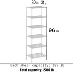 Regal Altair 21" Deep x 30" Wide x 96" Height Wire Shelving Kit | 6-Tier | NSF - Image 3
