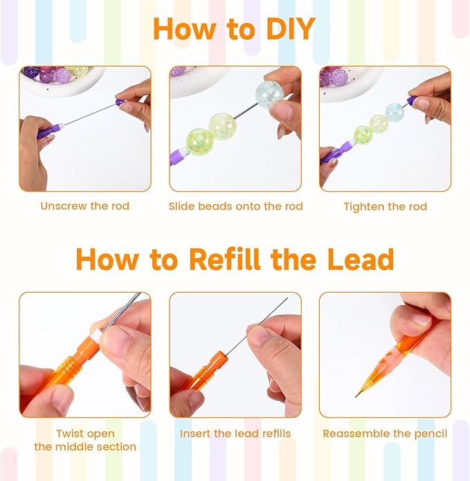 16Pcs Beadable Mechanical Pencils Bulk, Include 16 Beaded Mini Mechanical Pencil - Image 5