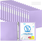 Henoyso 48 Pcs 3 Ring Binder 0.5 Inch Round Fits Letter Size 8.5'' x 11'' Paper by Henoyso