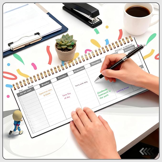 MOSA BEAR Undated Weekly Planner, 60-Week Horizontal Layout Desk Planner Daily - Image 5