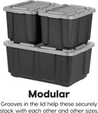 iris usa 4-pack 27 gal heavy duty storage showing dimensions
