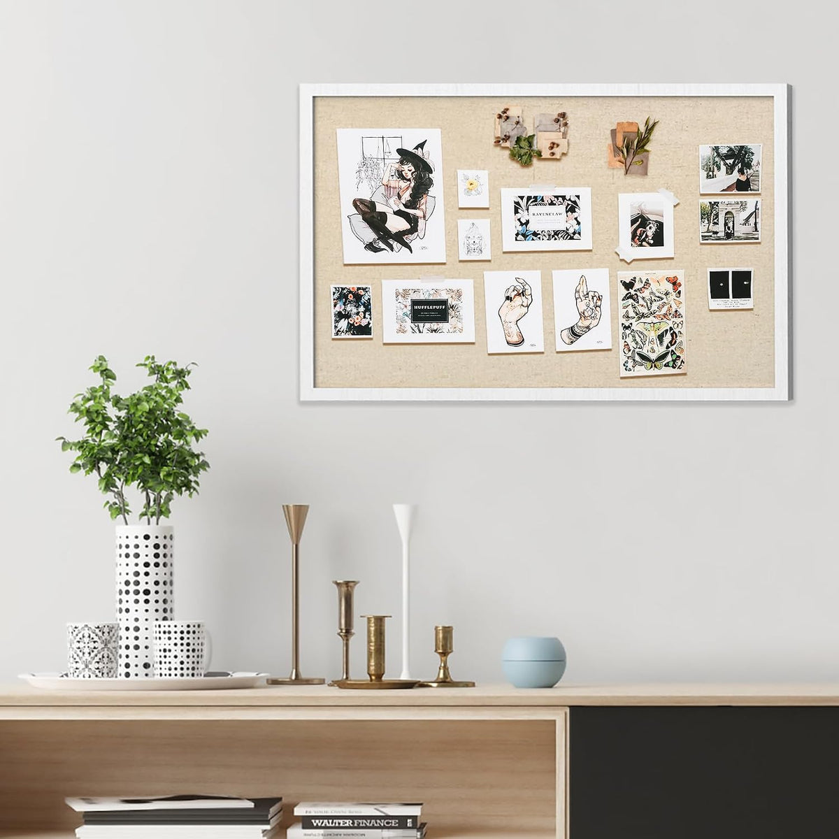 30''x20'' Inch Linen Cork Bulletin Board with Frame, Decorati...