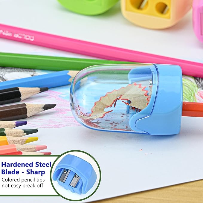 Small Pencil Sharpener for Kids, BOPART 24pcs Colored Pencil Sharpeners Manual - Image 4
