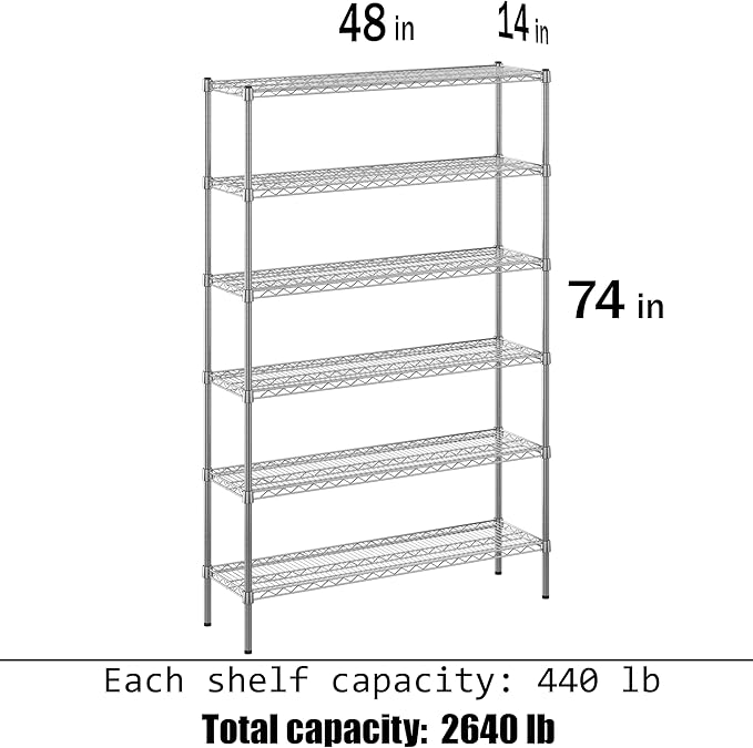 Regal Altair 14" Deep x 48" Wide x 74" Height Wire Shelving Kit | 6-Tier | NSF - Image 3