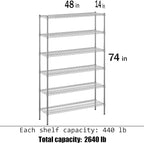 Regal Altair 14" Deep x 48" Wide x 74" Height Wire Shelving Kit | 6-Tier | NSF - Image 3