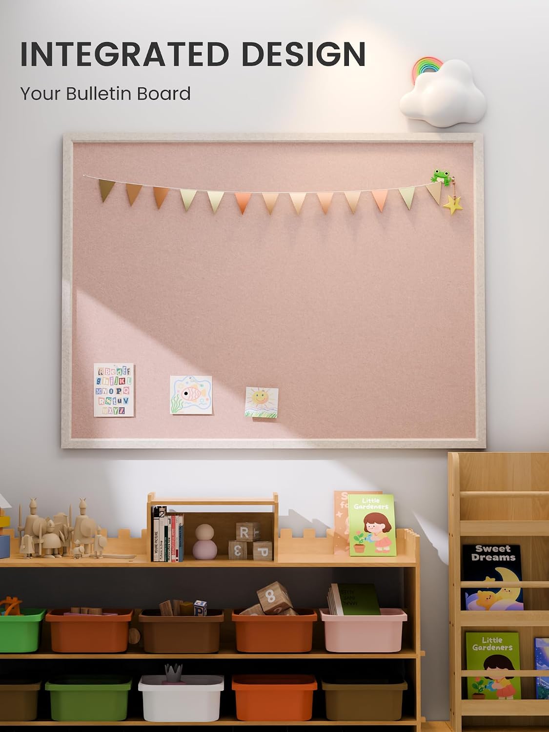 Fluxynara Framed Felt Bulletin Board, 47.2" x 35.4", Pink