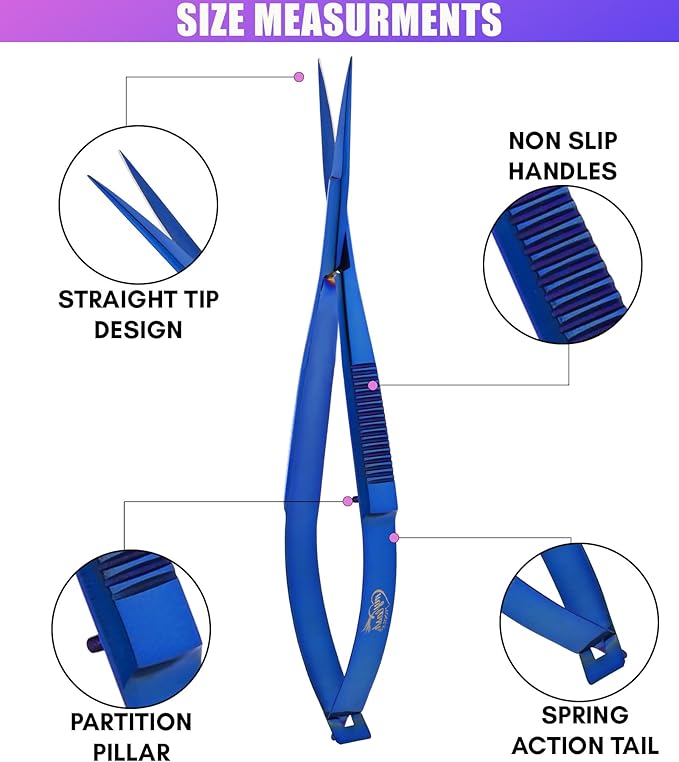 Cross Edge Spring Scissors 5 Inch straight Stainless Steel Precision Eyebrow & - Image 6