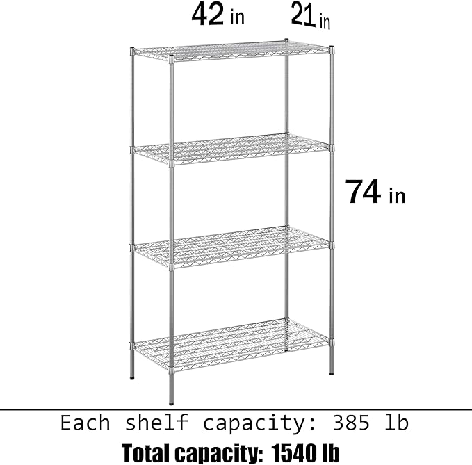 Regal Altair 21" Deep x 42" Wide x 74" Height Wire Shelving Kit | 4-Tier | NSF - Image 3