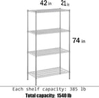 Regal Altair 21" Deep x 42" Wide x 74" Height Wire Shelving Kit | 4-Tier | NSF - Image 3