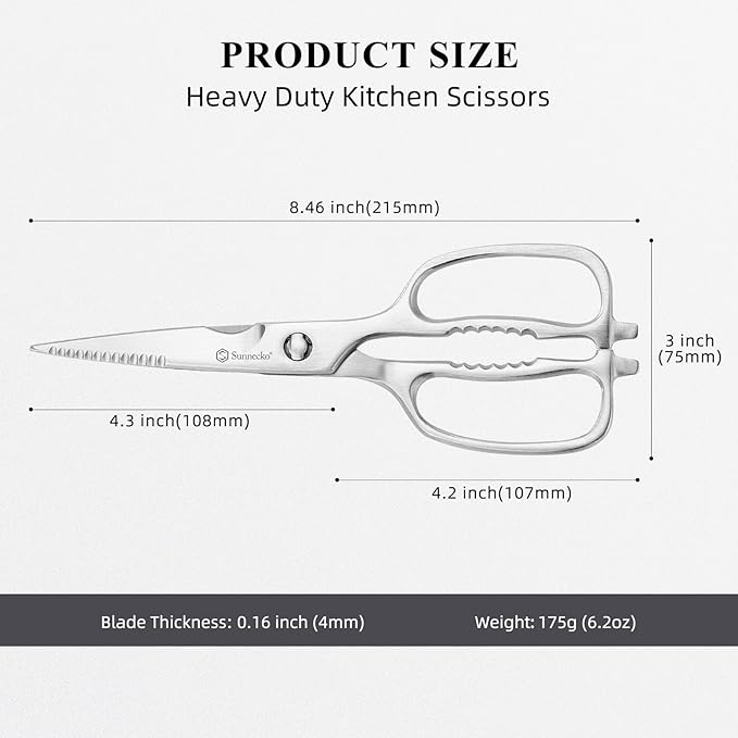 Sunnecko Kitchen Scissors for Food, Heavy Duty Scissors All Purpose Kitchen - Image 4