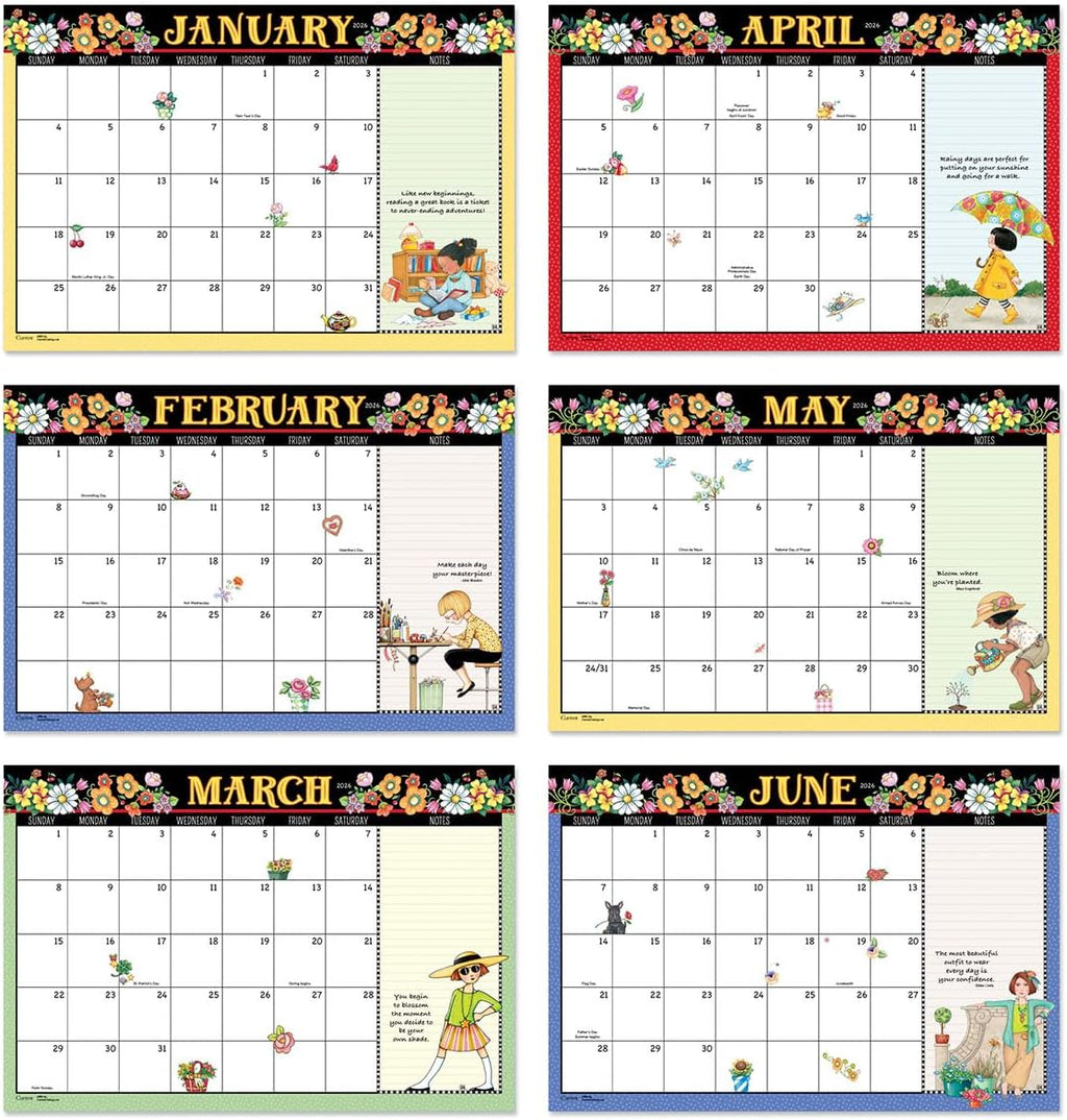 Current 2026 Desk Calendar Pad | Mary Englebreit, 11" x 16-1/4", Large 24-Month, Bookstore-Quality, For Kitchen & Office