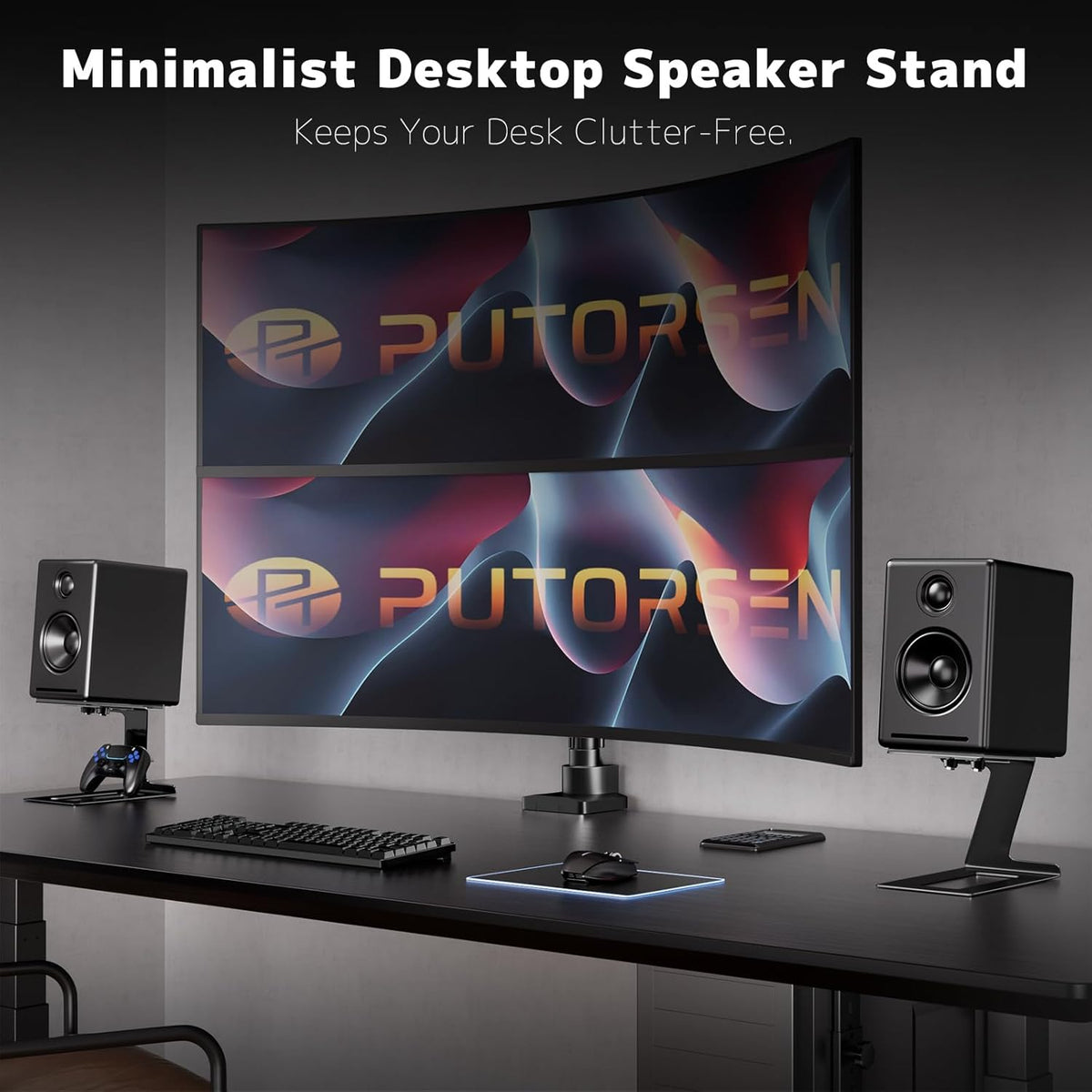 Desk Speaker Stands for Most Bookshelf Speakers, Depth Up to 7.71in, 1 Pair