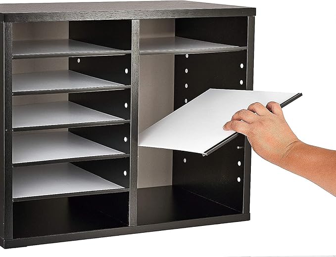 AdirOffice Wooden Adjustable Literature Organizer, 12 Compartment Office Mailbox - Image 7