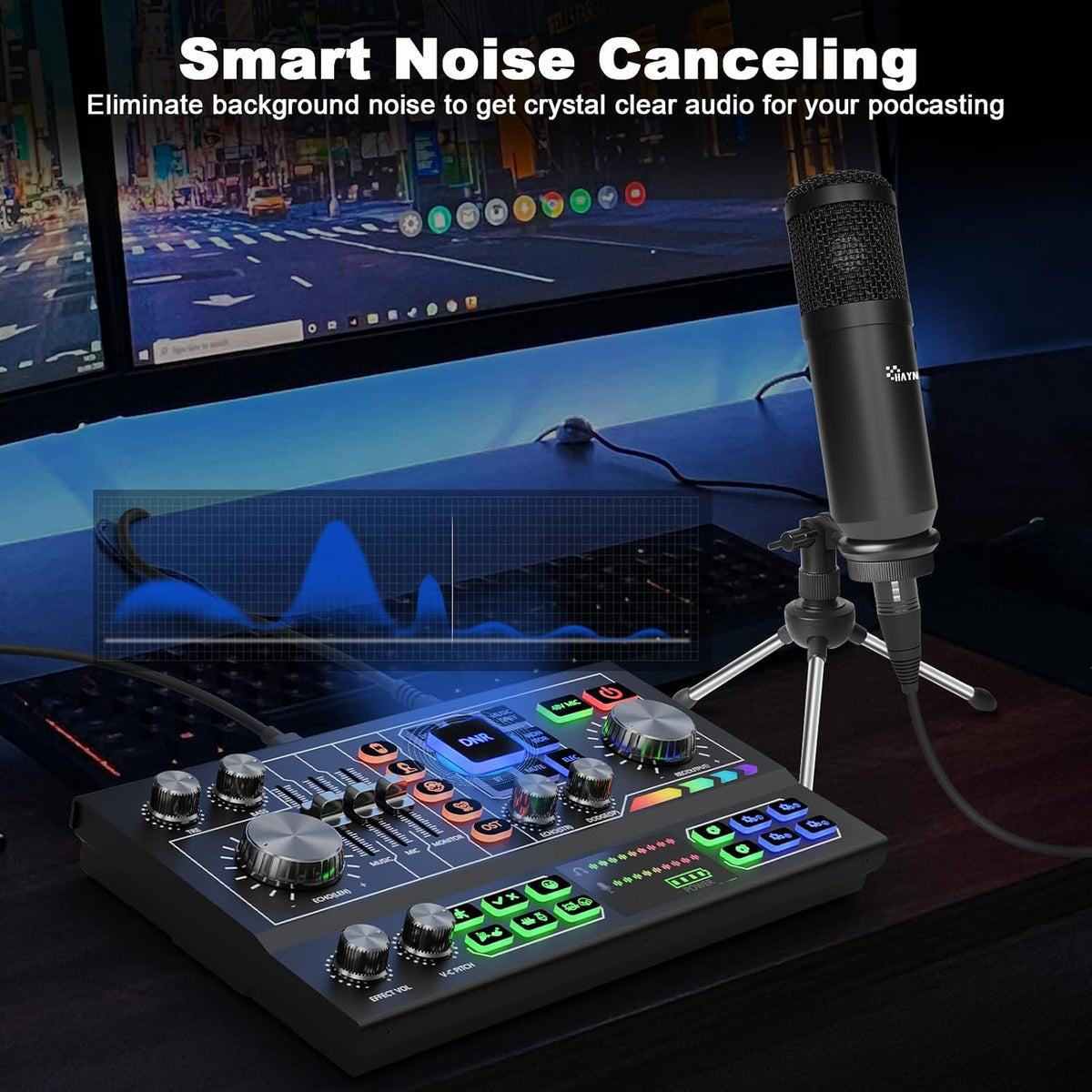 P9-Podcast Equipment Bundle for 2,Dual 3.5mm Condenser Mic for Streaming