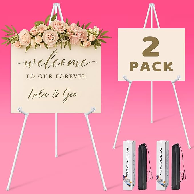 2 Pack White Easel Stand for Sign & Poster by VAIIGO