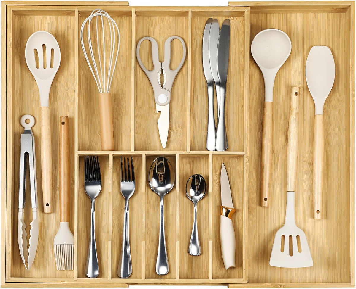 Fabsome Silverware Organizer for Cabinet Drawer, Expandable from 16.7'...