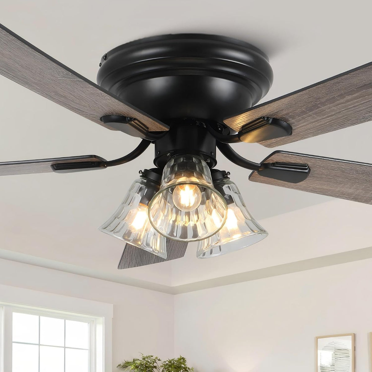 52 inch vintage flush mount ceiling fan with, main product view