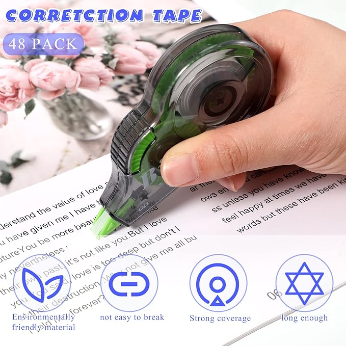 Yexiya 48 Pieces Correction Tapes Original Correction Wide Eraser Applicator - Image 3