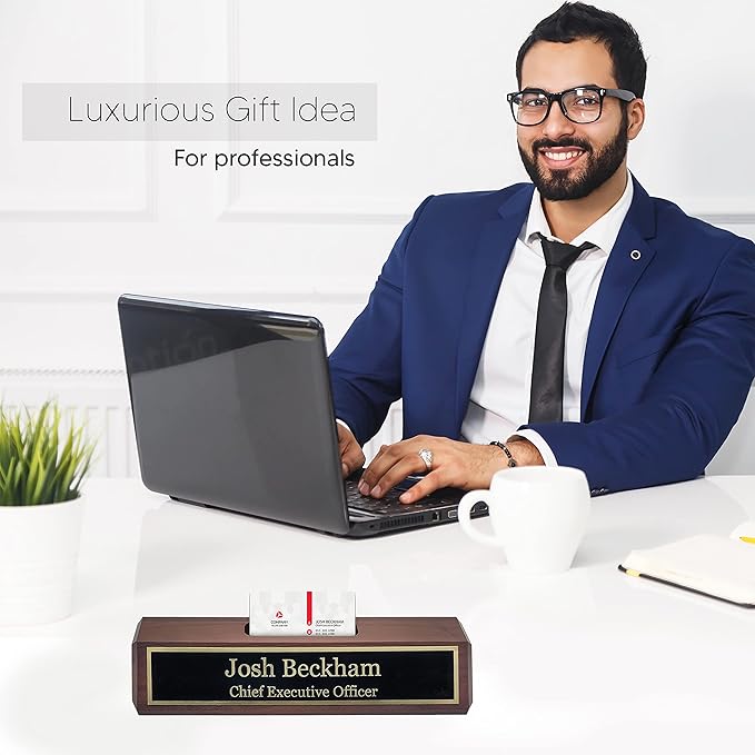 Business Wood Name Plate for Desk | Custom Desk Name Plate Personalized Gift - Image 5