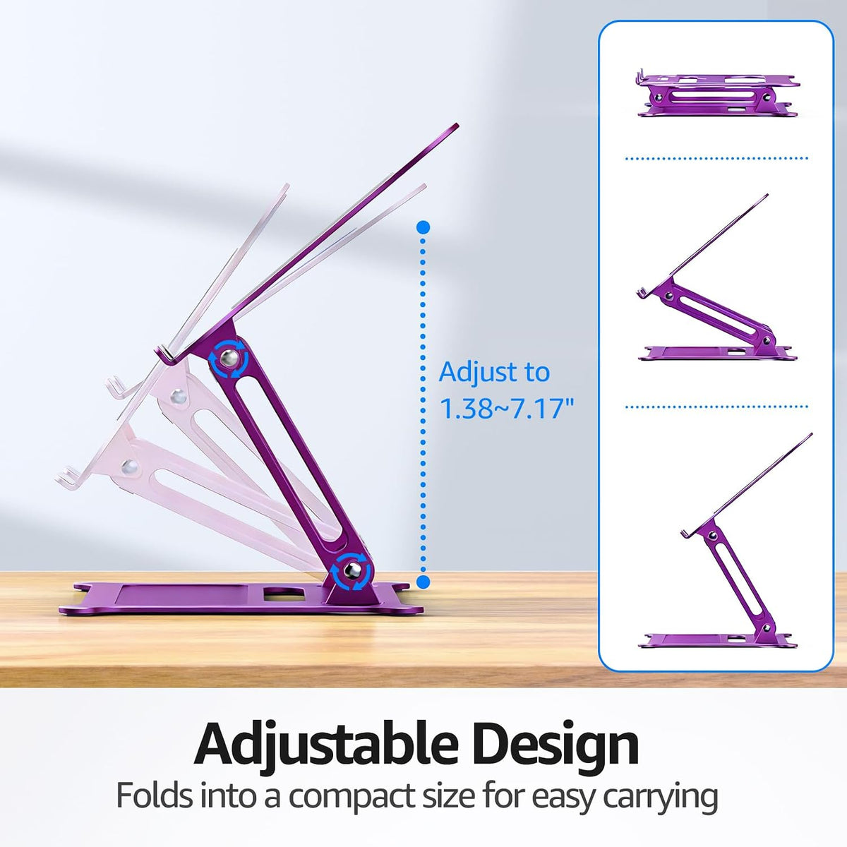 Urmust Adjustable Laptop Stand for Desk, 10-15.6“ Laptop Riser, Purple