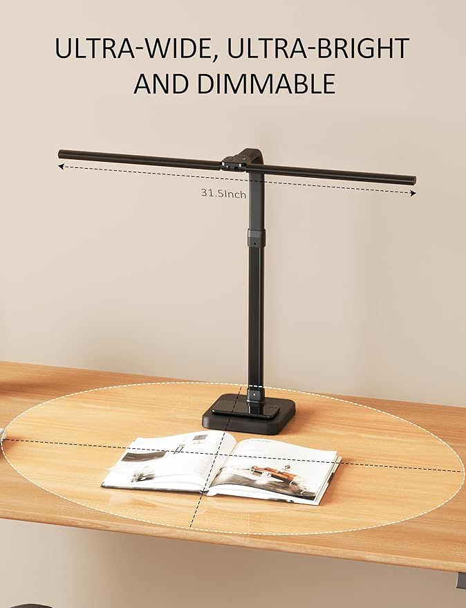 AKRRYR LED Desk Lamp for Home Office, Double Head 24W - Image 4