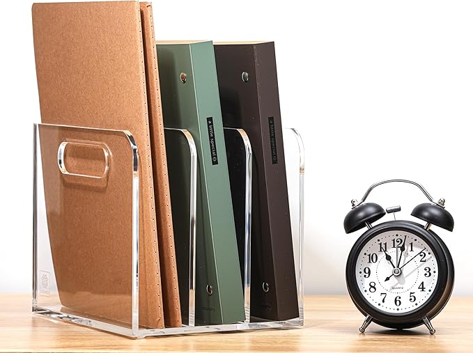 AIDIMOO Acrylic Magazine File Holder, 3 Vertical Compartments Desk Document - Image 9